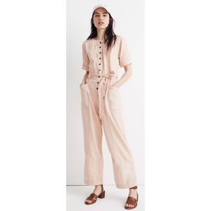 Madewell Top-Stitched Coverall Jumpsuit Blush Pink